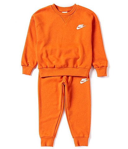 Nike Little Girls 2T-7 Long Sleeve Crew Neck Pullover Graphic Fleece Top and Jogger Pants Set