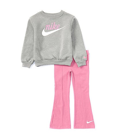 Nike Little Girls 4-6X Long Sleeve Scripted-Logo Fleece Sweatshirt & Flare-Leg Stretch Knit Leggings Set