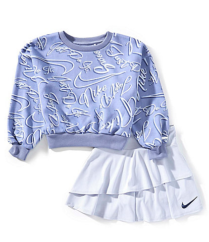 Nike Little Girls Long Sleeve Swoosh On Pointe T-Shirt & Scooter Skort Set
