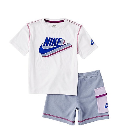 Nike Logo Little Boys 2T-7 Short Sleeve Icon Logo Jersey T-Shirt & Flap Pocket Shorts Set
