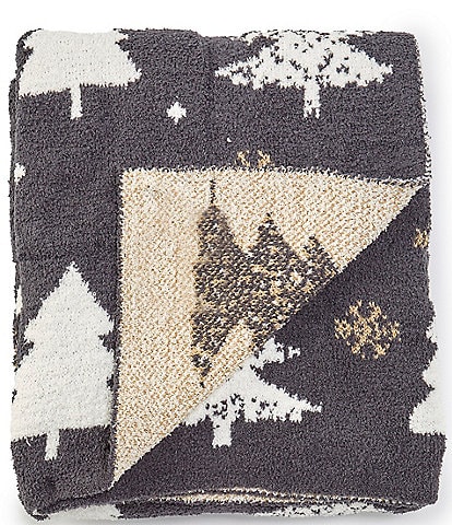 Noble Excellence Carson Metallic Trees Knit Throw