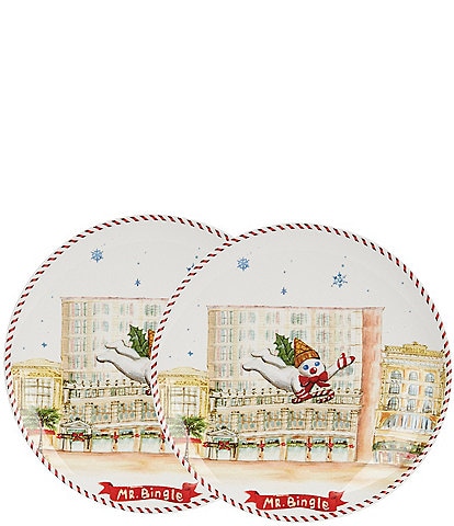 Noble Excellence Flying Mr Bingle Scene Accent Plates, Set of 2