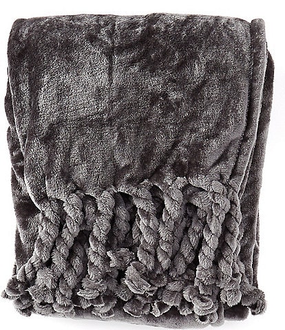 Noble Excellence Layla Plush Fringed Throw Blanket