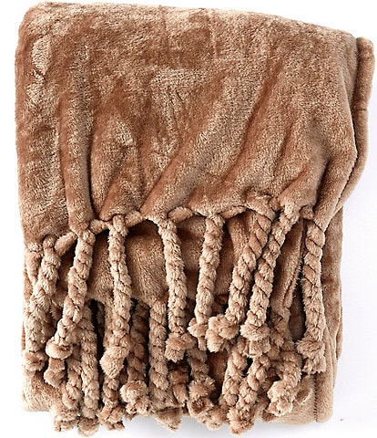 Noble Excellence Layla Plush Fringed Throw Blanket