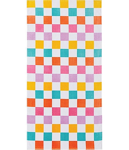 Noble Excellence Outdoor Collection Multi Colored Checkered Print Beach Towel