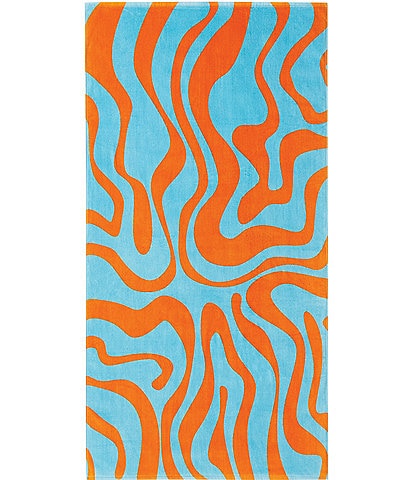 Noble Excellence Outdoor Collection Wave Print Velour Beach Towel