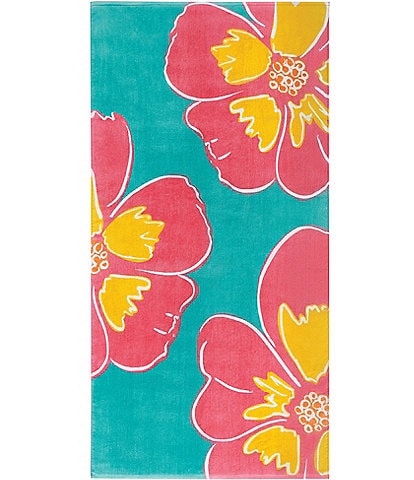 Noble Excellence Outdoor Living Collection Hibiscus Print Beach Towel