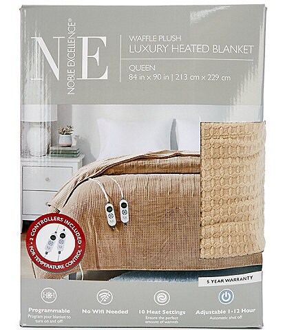 Noble Excellence Programmable Waffle Knit Electric Bed Blanket