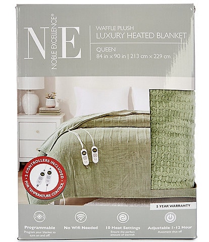 Noble Excellence Programmable Waffle Knit Electric Bed Blanket