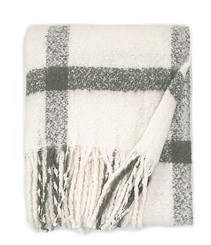Noble Excellence Warm Shop Collection Dixon Faux Mohair Windowpane Throw Blanket
