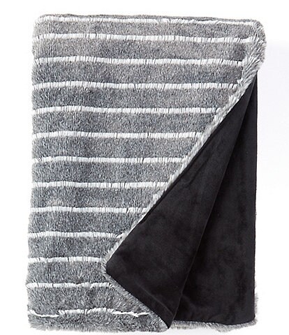 Noble Excellence Warm Shop Collection Duncan Striped Faux Fur Throw