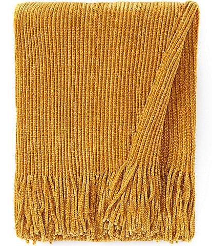 Noble Excellence Warm Shop Collection Kiley Cheniile Fringed Knit Throw