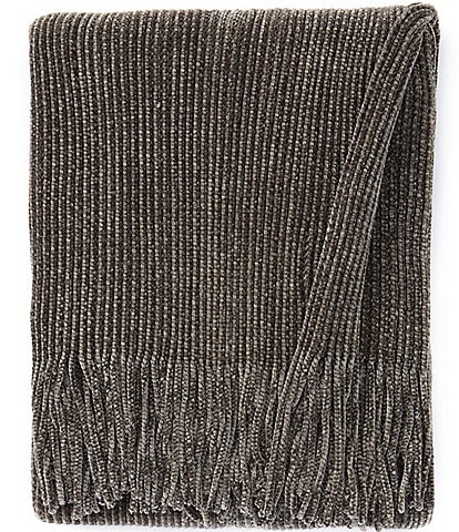 Noble Excellence Warm Shop Collection Kiley Cheniile Fringed Knit Throw