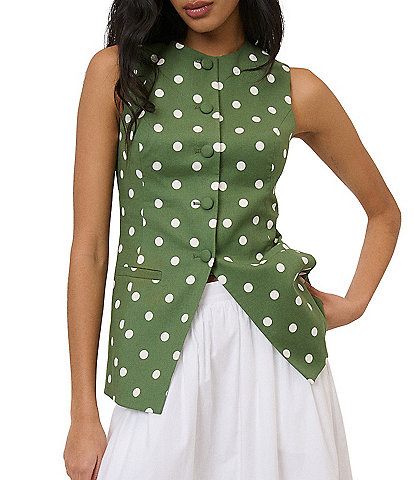 Nobody's Child Coordinating Polka Dot Button Front Tailored Vest