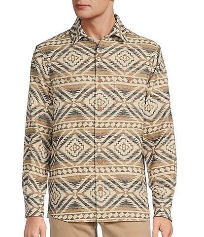 Nomad Collection Long Sleeve Brushed Jacquard Southwest Diamond Shirt Jacket