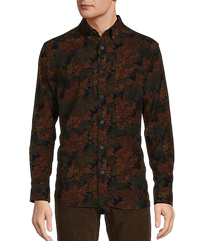 Nomad Collection Long Sleeve Corduroy Leaf Print Shirt