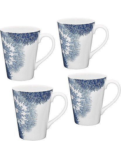 Noritake Aozora Porcelain Coffee Mugs, Set of 4