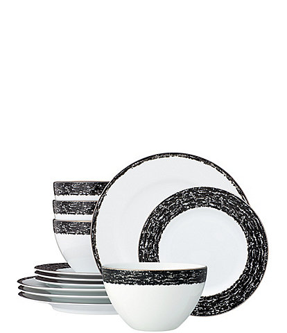 Noritake Black Rill Collection 12-Piece Place Setting