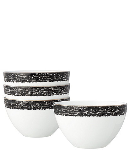 Noritake Black Rill Collection Cereal Bowls, Set of 4
