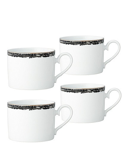 Noritake Black Rill Collection Cups, Set of 4