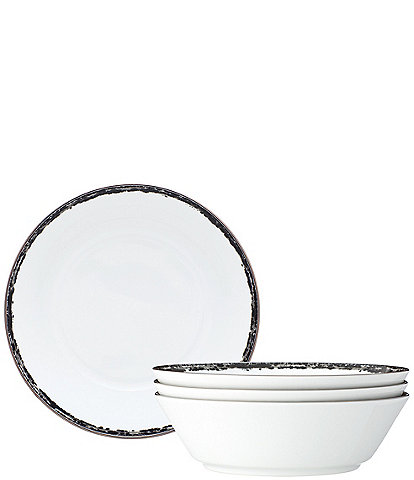 Noritake Black Rill Collection Soup Bowls, Set of 4