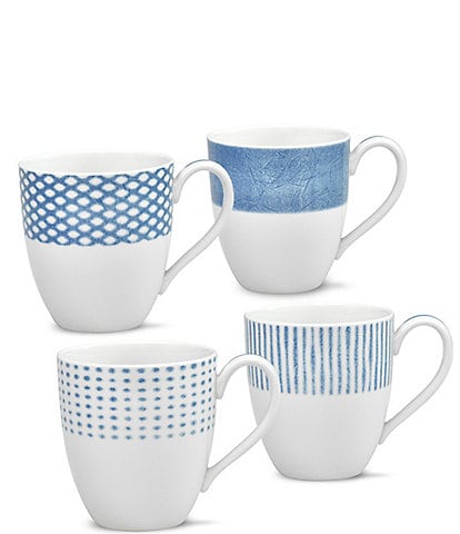 Noritake Blue Hammock Collection Assorted Mugs, Set of 4