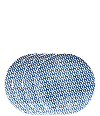 Noritake Blue Hammock Collection Coupe Dots Salad Plates, Set of 4