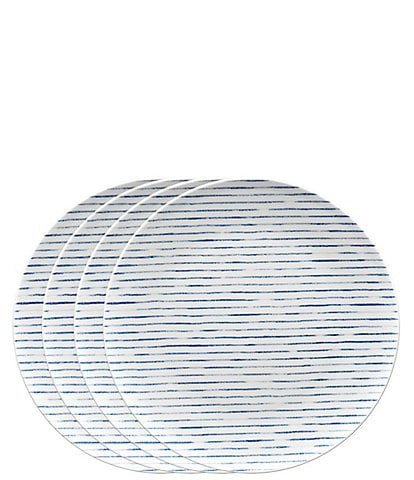 Noritake Blue Hammock Collection Coupe Stripe Dinner Plates, Set of 4