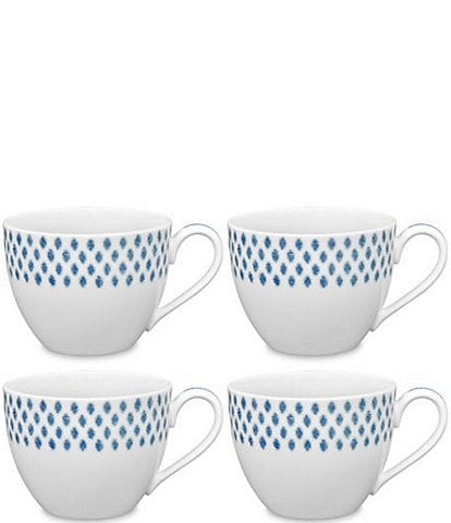 Noritake Blue Hammock Collection Dotted Cups, Set of 4