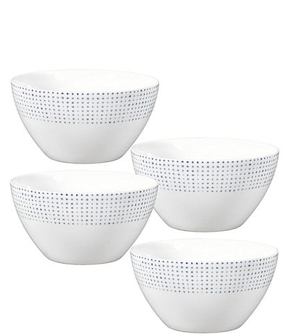 Noritake Blue Hammock Collection Rim Dot All-Purpose Bowls, Set of 4