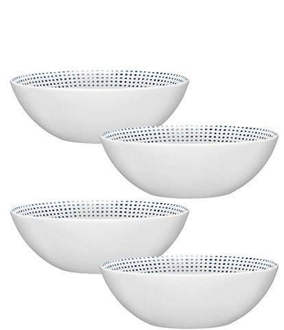 Noritake Blue Hammock Collection Rim Dot Cereal Bowls, Set of 4