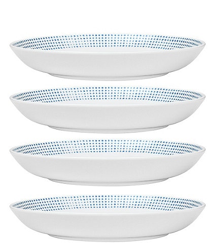 Noritake Blue Hammock Collection Rim Dot Dinner Bowls, Set of 4