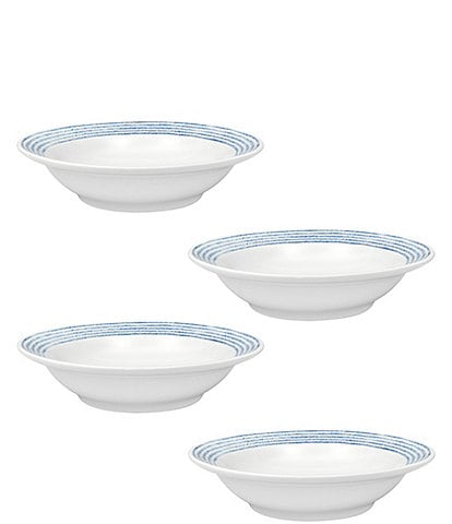 Noritake Blue Hammock Collection Stripe Rim Fruit Bowls, Set of 4