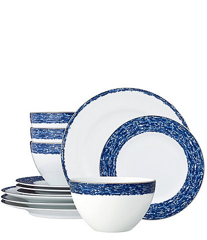 Noritake Blue Rill Collection 12-Piece Set, Service For 4