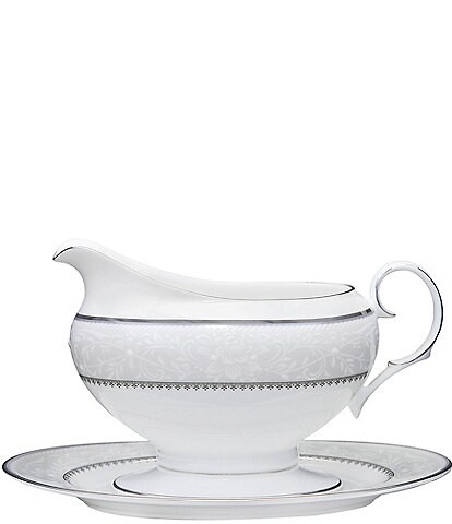 Noritake Brocato Chinoiserie Gravy Boat with Tray