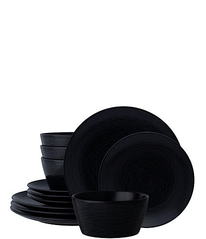 Noritake Colorscapes Black-on-Black Swirl 12-piece coupe set