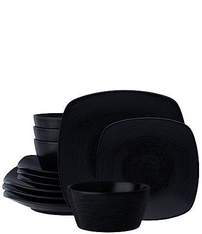 Noritake Colorscapes Black-on-Black Swirl 12-piece Square Set
