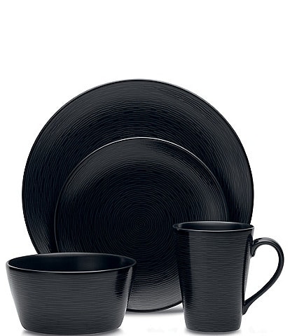 Noritake Colorscapes Black-on-Black Swirl 4-piece Coupe Place Setting