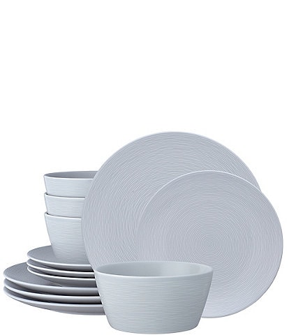 Noritake Colorscapes Grey-on-Grey Swirl 12-piece Coupe Set