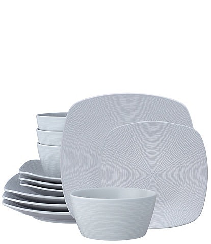 Noritake Colorscapes Grey-on-Grey Swirl 12-piece Square Set