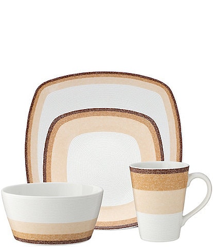 Noritake Colorscapes Layers Collection 4-Piece Square Dinnerware Set