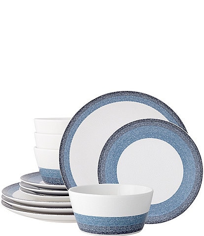 Noritake Colorscapes Layers Navy Collection 12-Piece Coupe Set, Service For 4