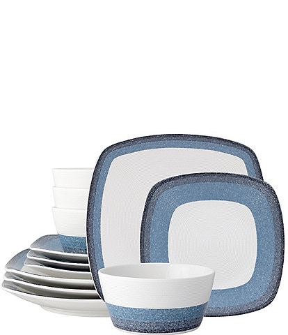 Noritake Colorscapes Layers Navy Collection 12-Piece Square Set, Service For 4