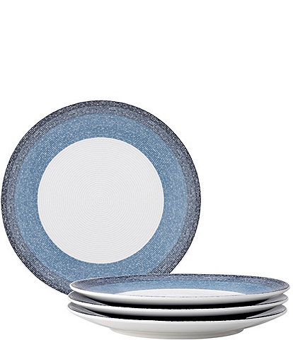 Noritake Colorscapes Layers Navy Collection Set of 4 Coupe Salad Plates