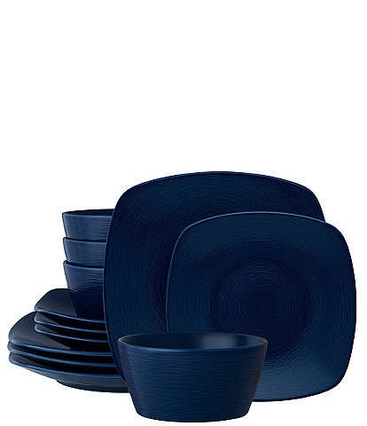 Noritake Colorscapes Navy-on-Navy Swirl 12-Piece Square Set