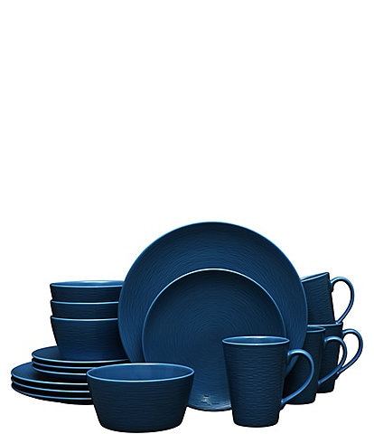 Noritake Colorscapes Navy-on-Navy Swirl Collection 16-Piece Coupe Set, Service For 4