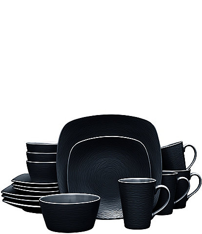 Noritake Colorscapes Swirl Collection 16-Piece Square Set, Service For 4
