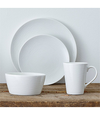 Noritake Colorscapes White-on-White Swirl 4-Piece Coupe Place Setting