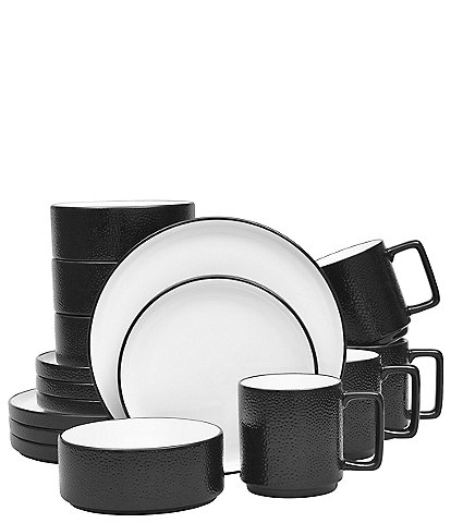 Noritake Colortex Stone Black Collection 16-Piece Stax Set, Service For 4