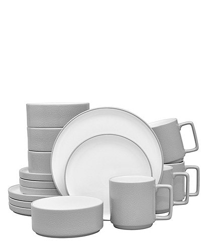 Noritake Colortex Stone Grey Collection 16-Piece Stax Set, Service For 4